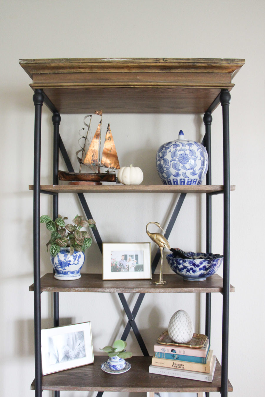 bookshelf styling with kids in mind