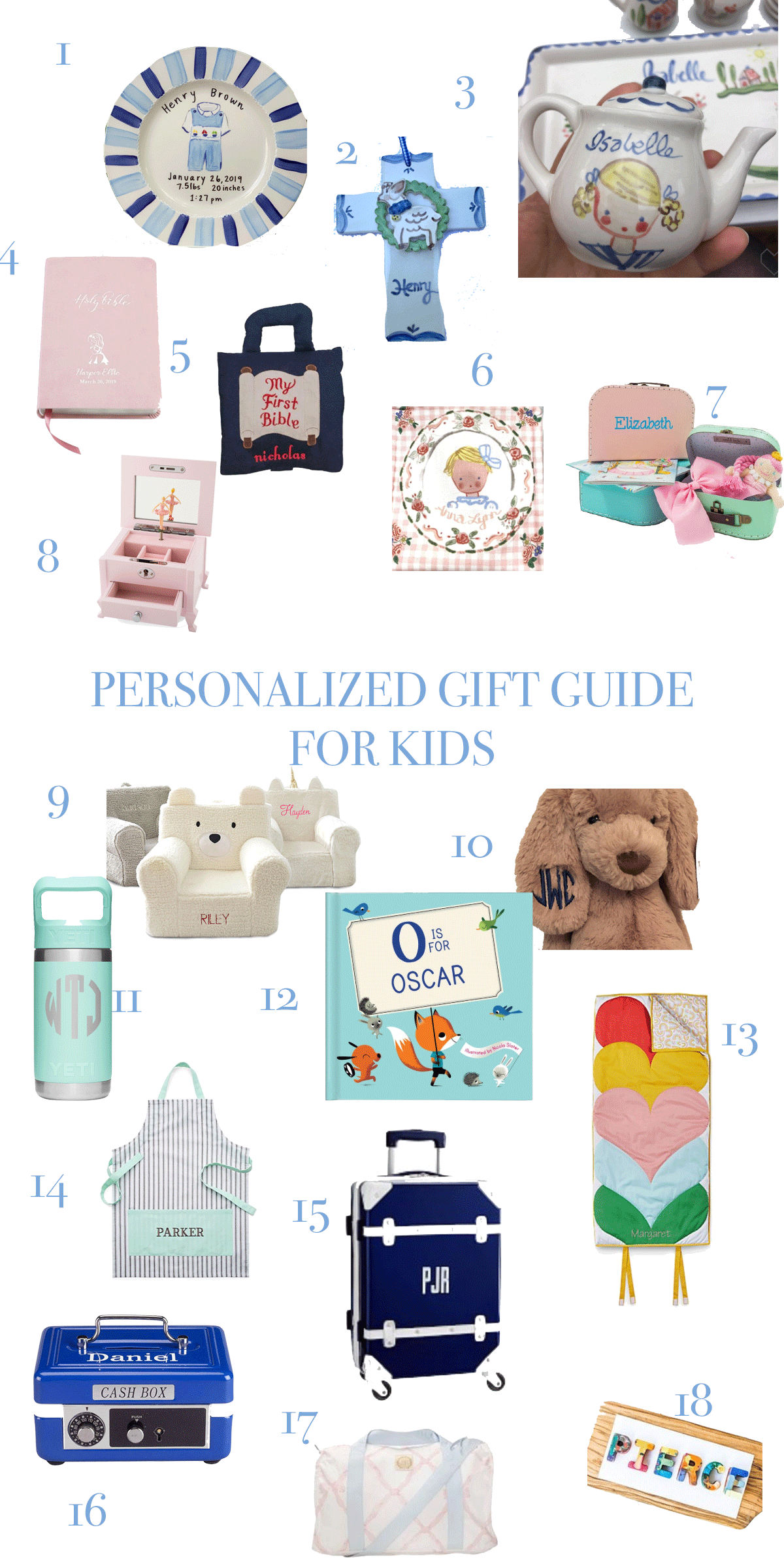 personalized gift guide for kids and babies - heirloom children gifts 