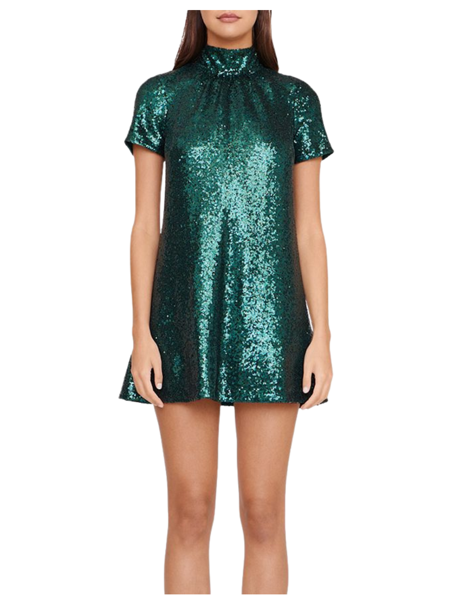 sequined NYE dress, sequined New Year's Eve dress, green sequined mini dress, sequined New Year's Eve outfit ideas