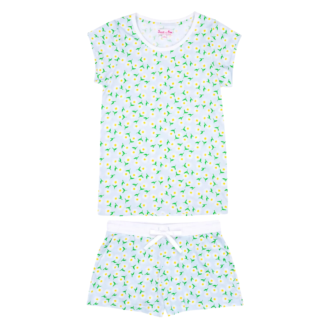 green floral pjs, women's short pajama set