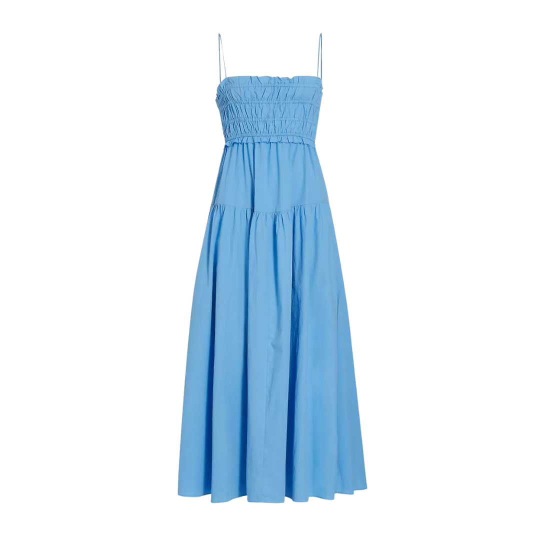 blue maxi dress, blue casual resort wear dress