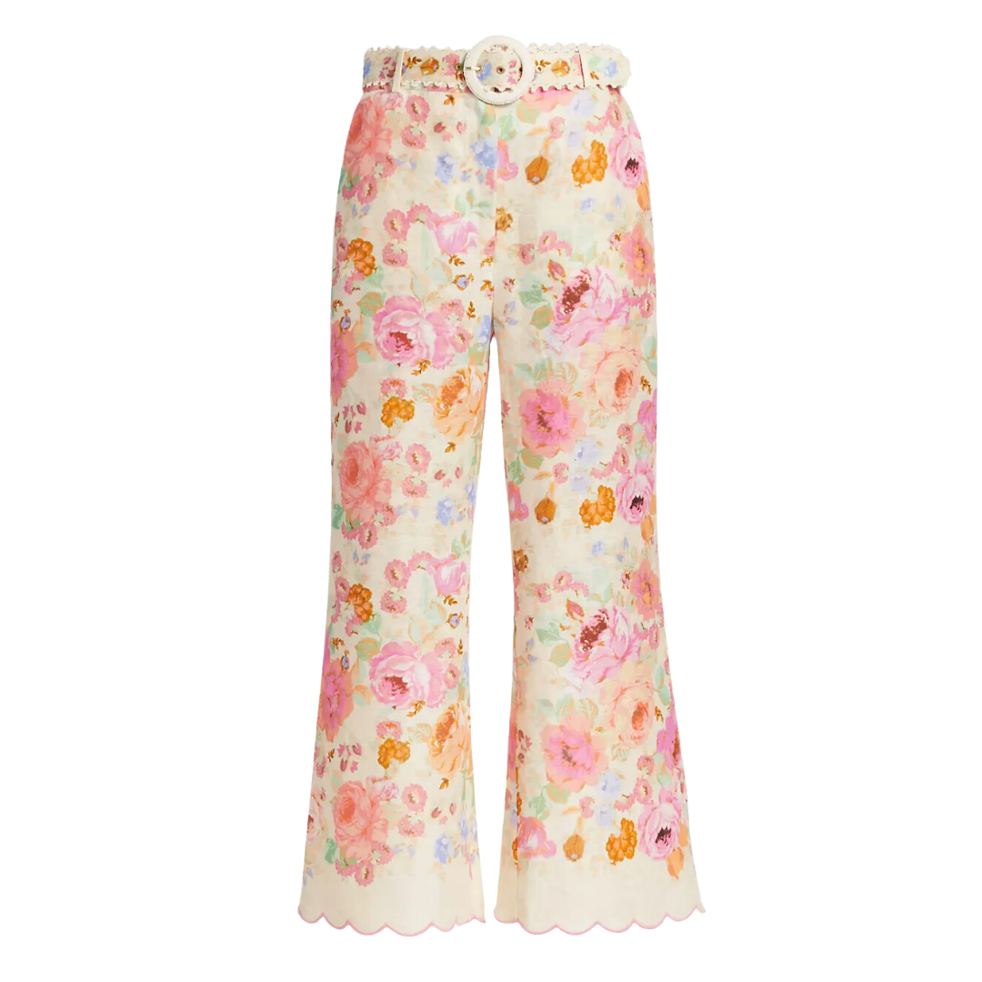 pink floral pants, casual resort wear matching set