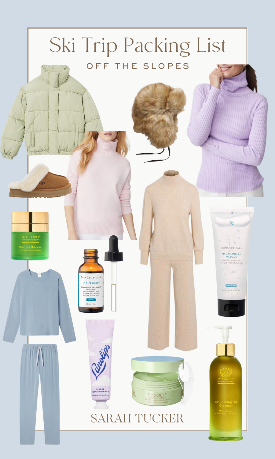 what to wear during a ski vacation, what to wear at a mountain resort, what to pack for a mountain vacation, what to pack for a trip to the mountains, what to pack for Après ski, toiletries for a ski trip, ski trip moisturizers