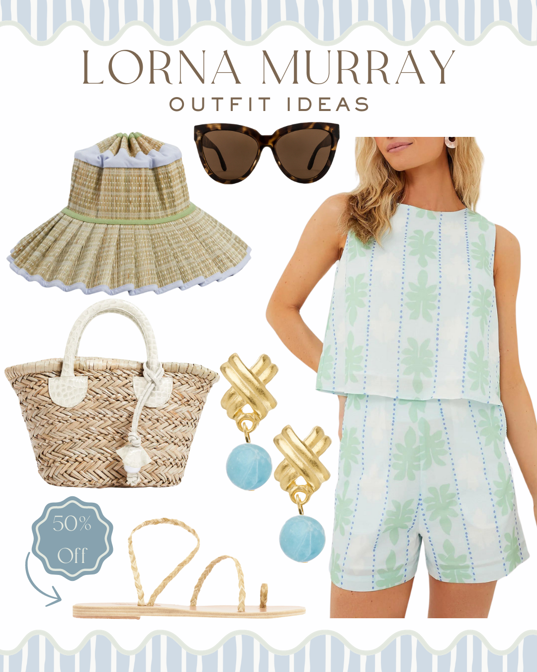 Lorna Murray shopping outfit, Lorna Murray Sarah and Molly collection, neutral Lorna Murray hat, packable sun hat, foldable sunhat, Sail to Sable matching set