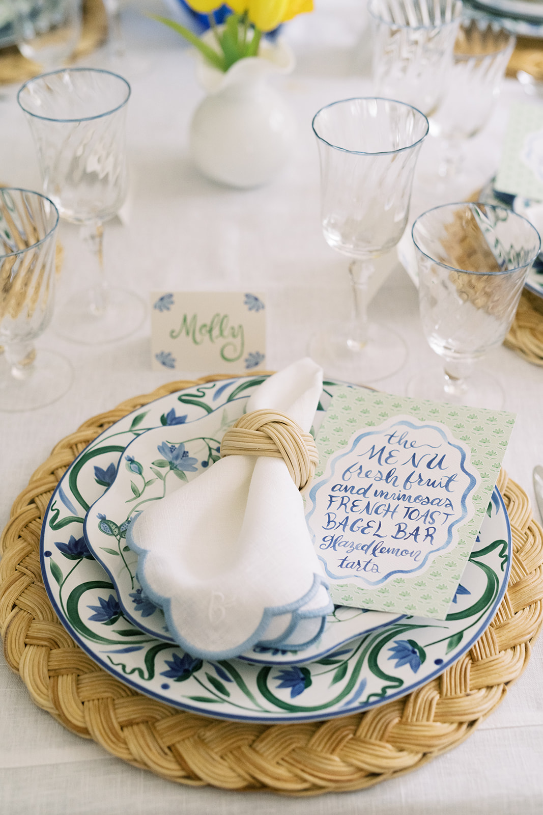 classic spring table, classic spring tablescape, springtime plates and dishes, spring dishes, classic Mother's Day tablescape, how to decorate for Mother's Day