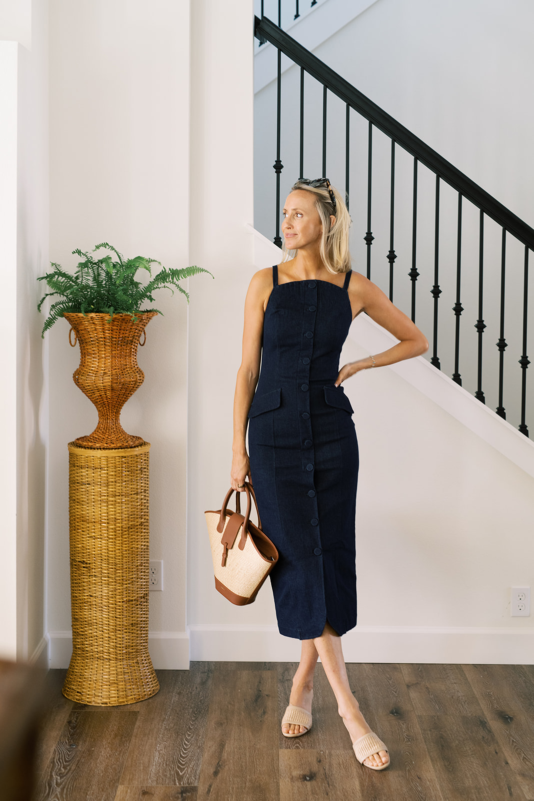 denim midi dress, timeless denim dress